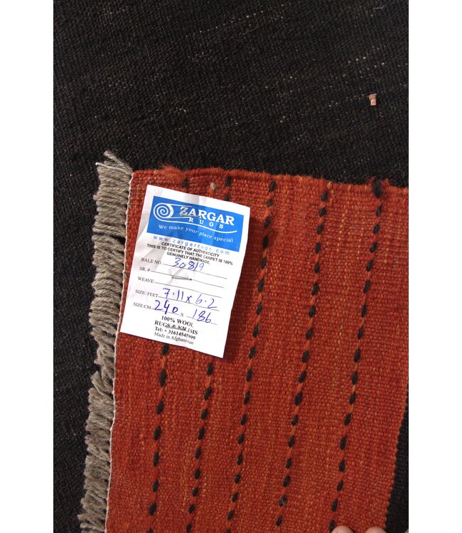 240x186 cm Handwoven Modern Red Wool Kilim Rug