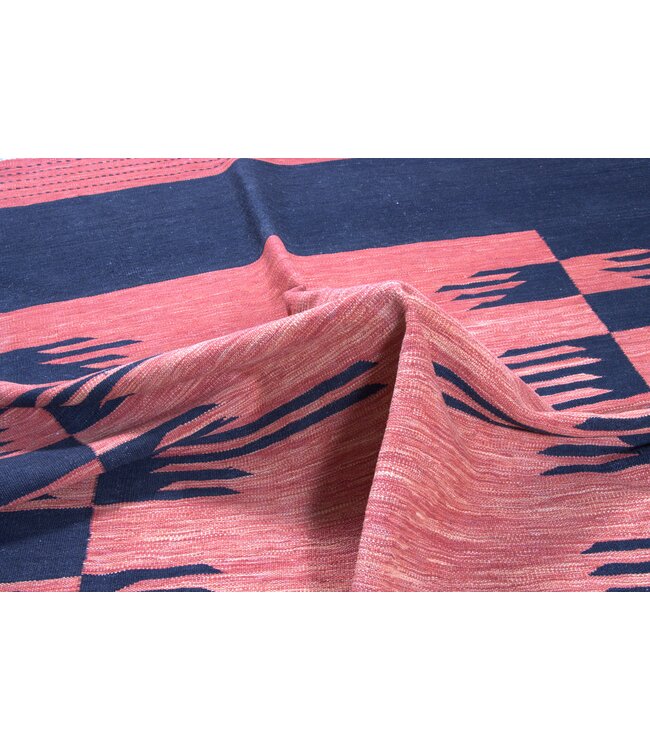 240x186 cm Handwoven Modern Red Wool Kilim Rug