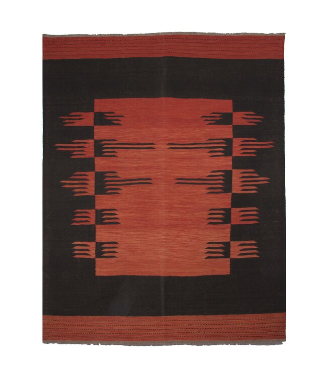 240x186 cm Handwoven Modern Red Wool Kilim Rug