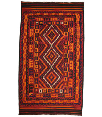 Kelimshop 424x234cm Vintage Kelim teppich im alten Stil aus 100 % Wolle Maimana