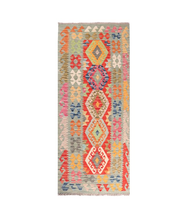 195x88 cm Handgewebter Kelim Läufer  Wollteppich
