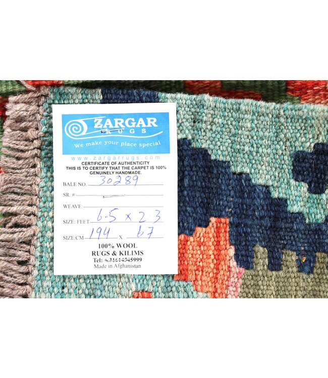 194x67 cm Handwoven Kelim Runner Wool Rug