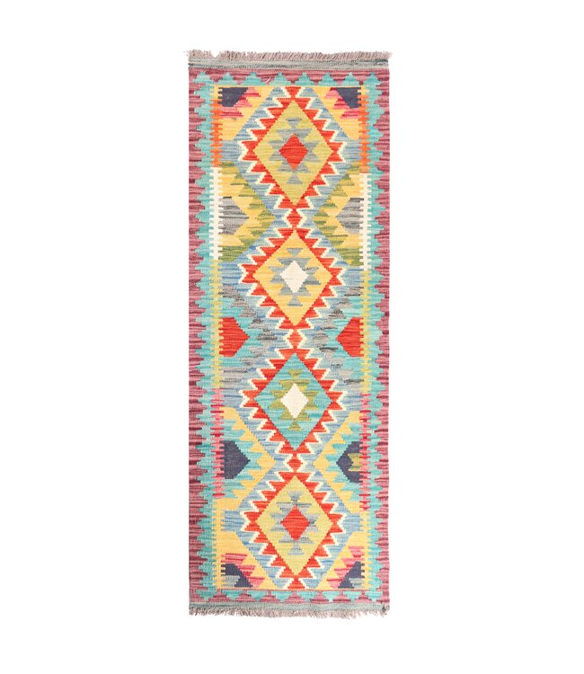 148x53 cm Handgewebter Kelim Läufer  Wollteppich