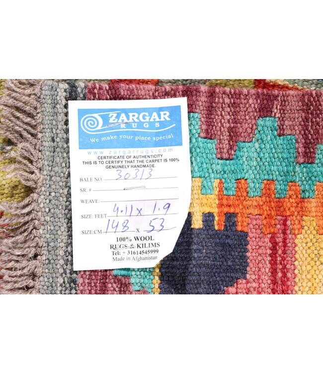 148x53 cm Handwoven Kelim Runner Wool Rug