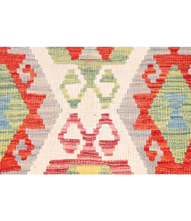 196x61 cm Handgewebter Kelim Läufer  Wollteppich