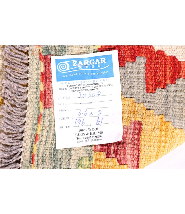 196x61 cm Handwoven Kelim Runner Wool Rug