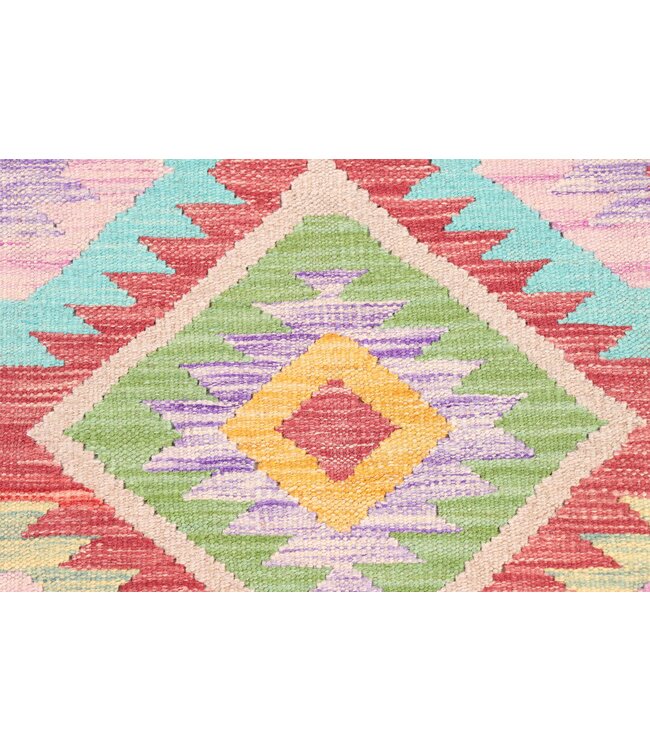 215x69 cm Handgeweven Kelim Loper  Wol  Vloerkleed Tapijt