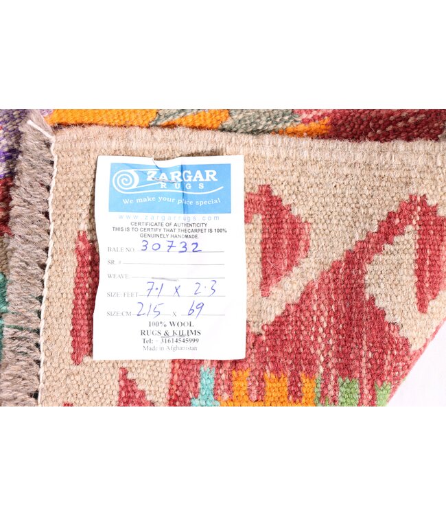 215x69 cm Handwoven Kelim Runner Wool Rug