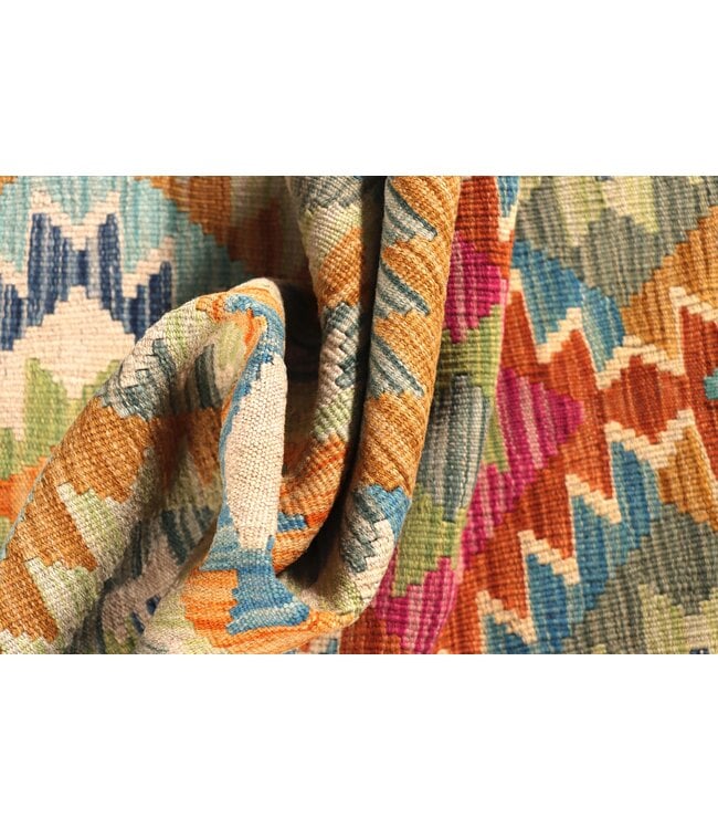 204x62 cm Handwoven Kelim Runner Wool Rug