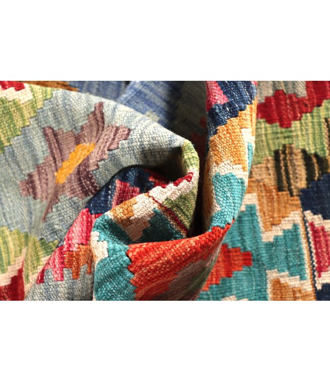 203x65 cm Handgewebter Kelim Läufer  Wollteppich