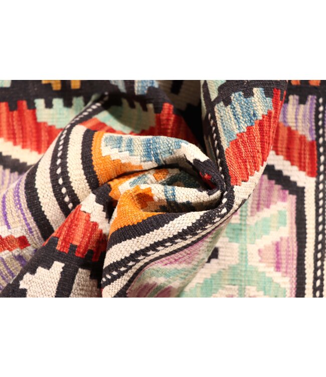 206x75 cm Handgewebter Kelim Läufer  Wollteppich