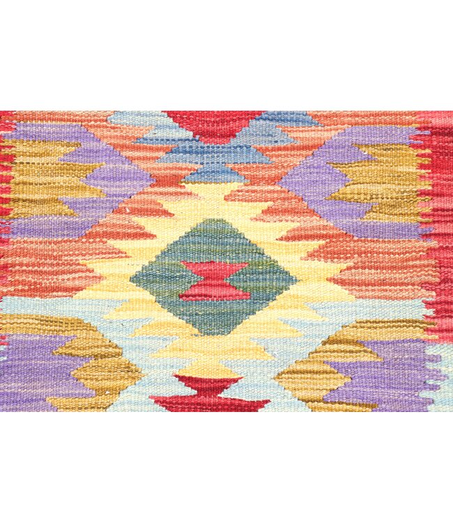 181x65 cm Handgeweven Kelim Loper  Wol  Vloerkleed Tapijt