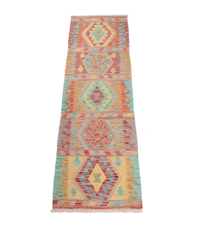207x63 cm Handwoven Kelim Runner Wool Rug