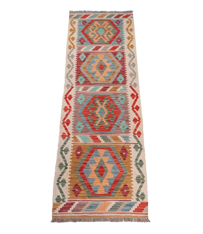 200x60 cm Handwoven Kelim Runner Wool Rug