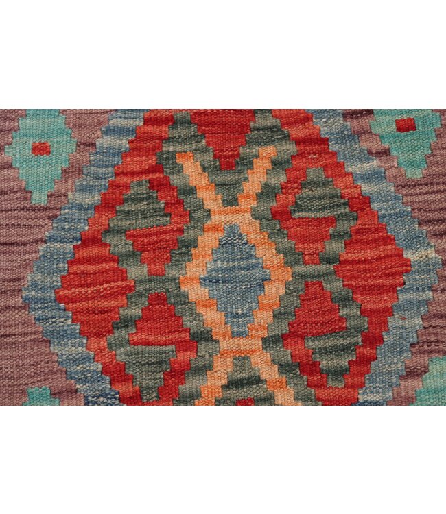 200x60 cm Handgeweven Kelim Loper  Wol  Vloerkleed Tapijt