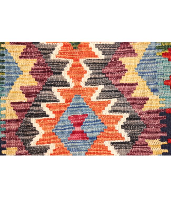 150x55 cm Handgeweven Kelim Loper  Wol  Vloerkleed Tapijt