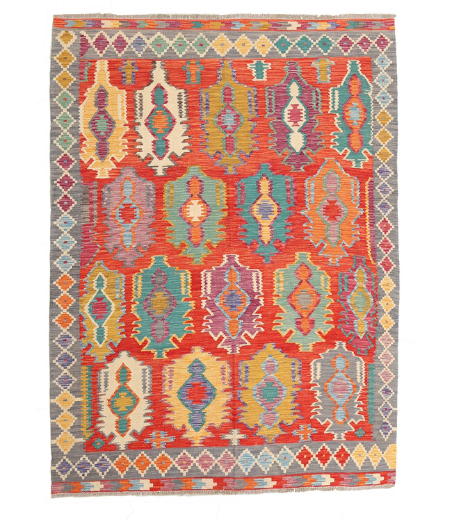 Naila kelim Handgeweven 243x171cm Traditional Kelim Tapijt Wol