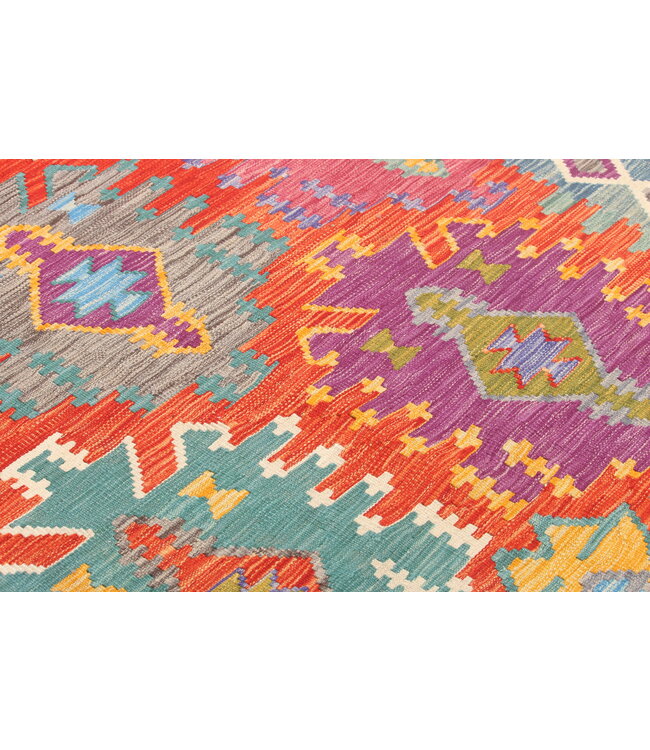 Naila kelim Handgeweven  353x254cmTraditional Kelim Tapijt Wol