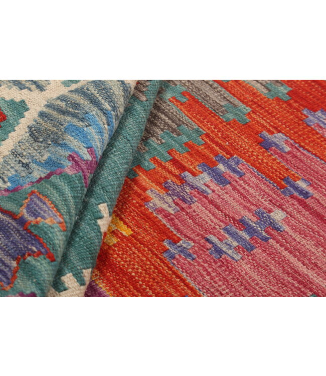 Naila kelim Handgeweven  353x254cmTraditional Kelim Tapijt Wol