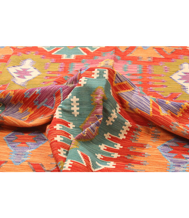 Naila kelim Handgeweven  350x247 cmTraditional Kelim Tapijt Wol