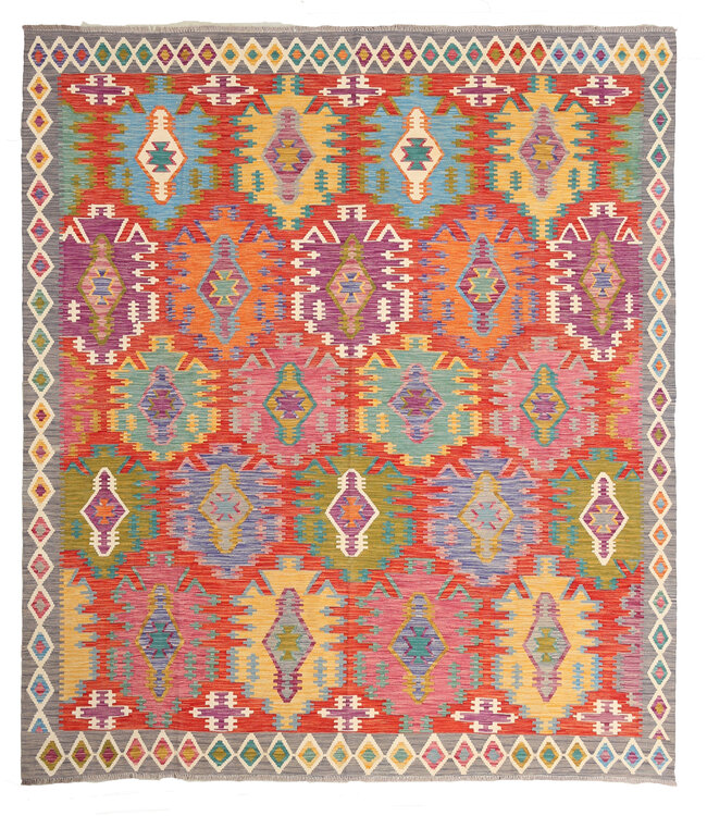 Naila kelim Handgeweven 306x254 cm Traditional Kelim Tapijt Wol