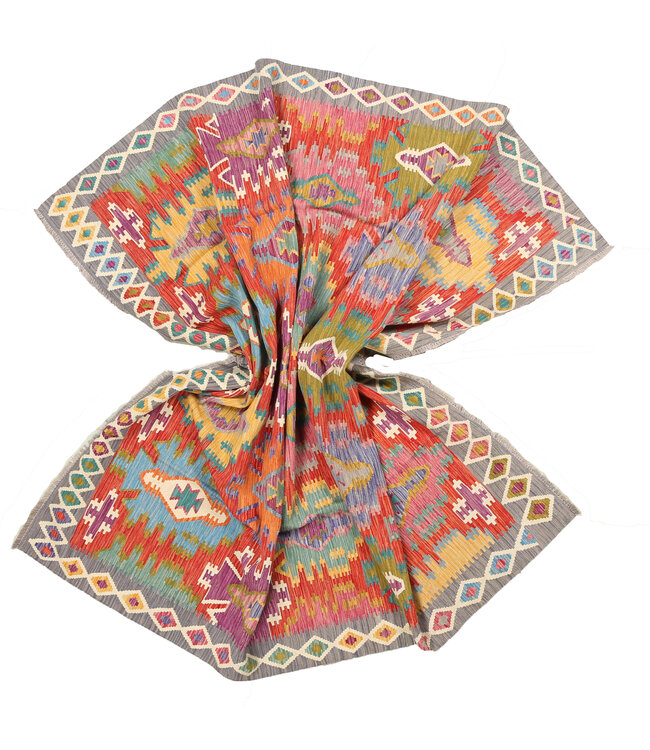 Naila kelim Handgeweven 306x254 cm Traditional Kelim Tapijt Wol