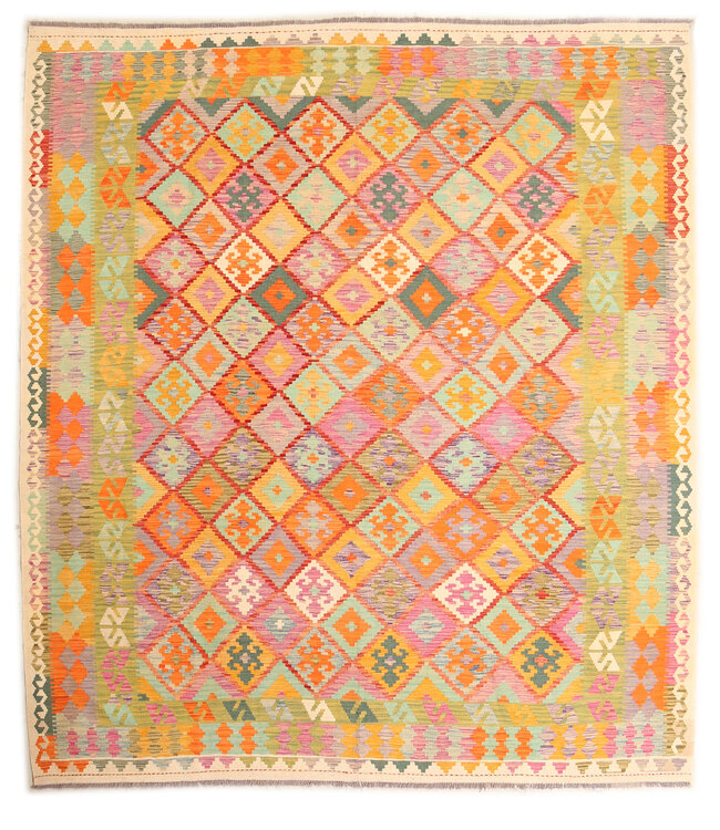 Naila kelim  Handmade  302x266 cmTraditional Kilim Area Rug Wool Carpet