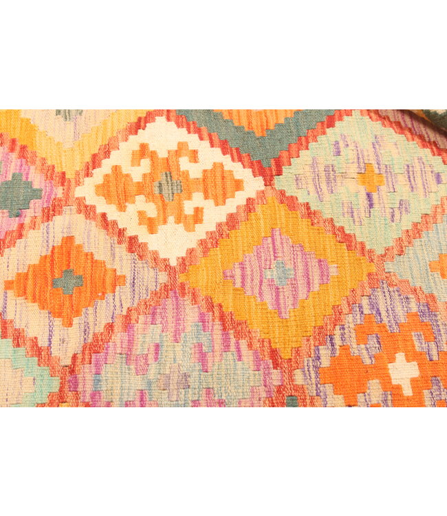 Naila kelim Handgeweven  302x266 cmTraditional Kelim Tapijt Wol