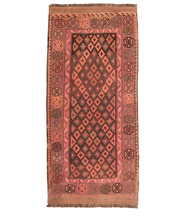 214x96cm Vintage-Kelim-Läufer handgewebter wool Kelim Maimana