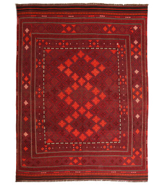 Kelimshop 354x284cm Vintage Kelim teppich im alten Stil aus 100 % Wolle Maimana  sumak