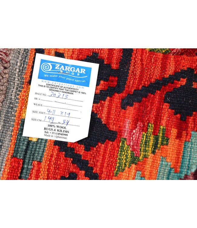 149x54 cm Handwoven Kelim Runner Wool Rug