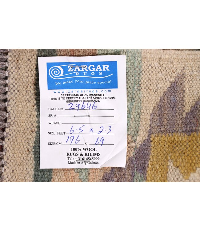 196x69 cm Handwoven Kelim Runner Wool Rug