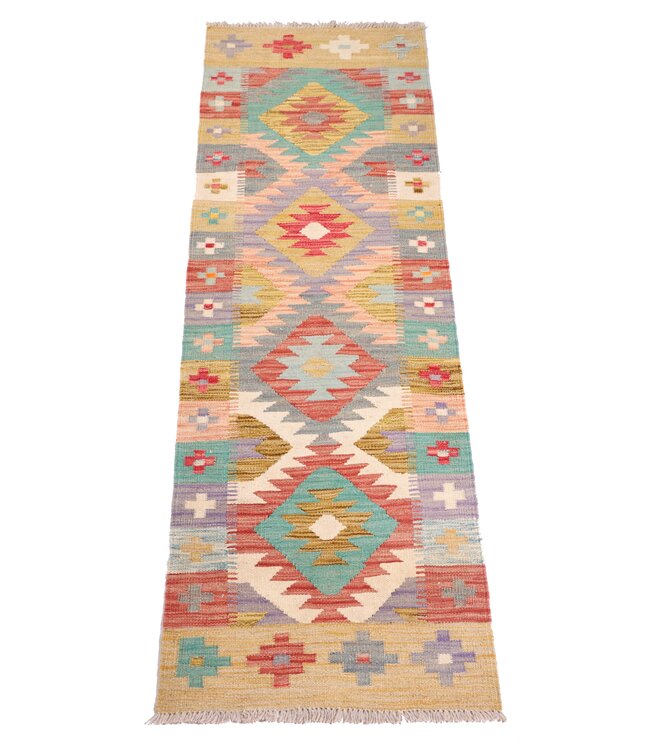 193x58 cm Handwoven Kelim Runner Wool Rug