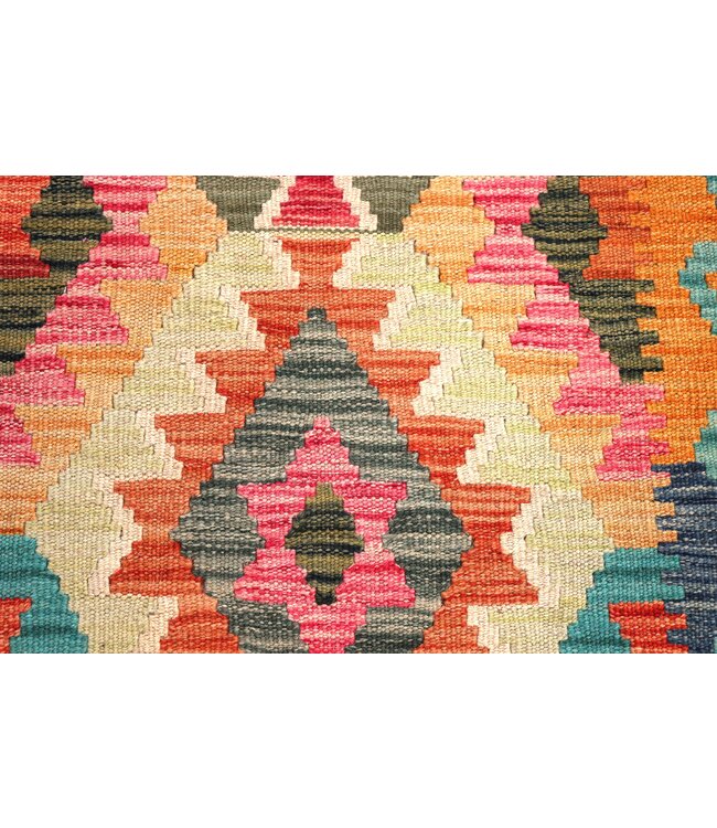 202x65 cm Handgewebter Kelim Läufer  Wollteppich