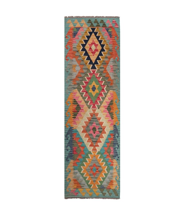 202x65 cm Handwoven Kelim Runner Wool Rug