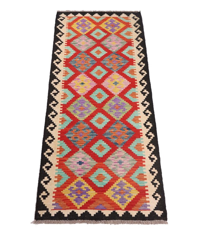 210x79 cm Handgewebter Kelim Läufer  Wollteppich