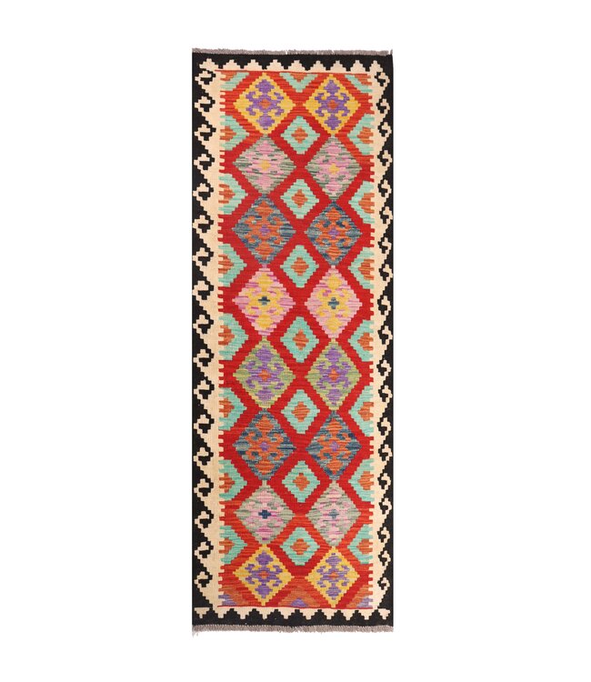 210x79 cm Handgeweven Kelim Loper  Wol  Vloerkleed Tapijt