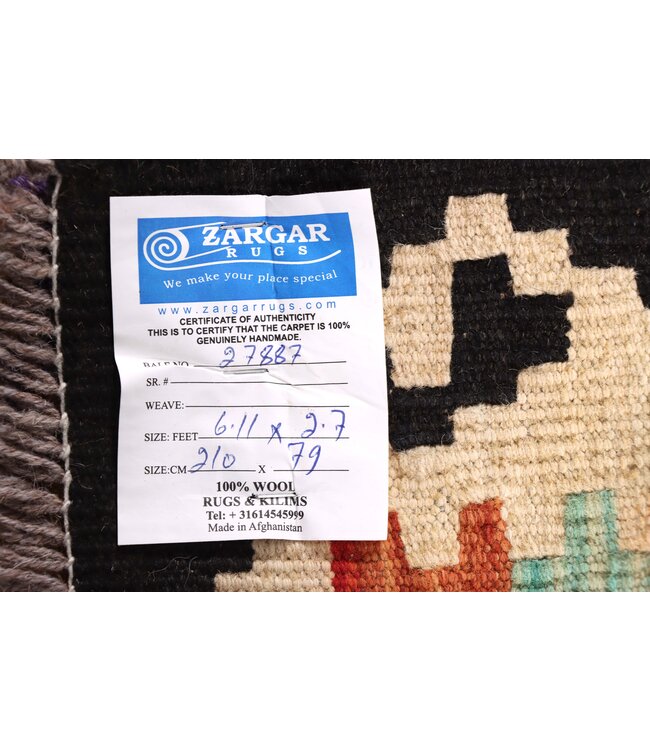 210x79 cm Handwoven Kelim Runner Wool Rug