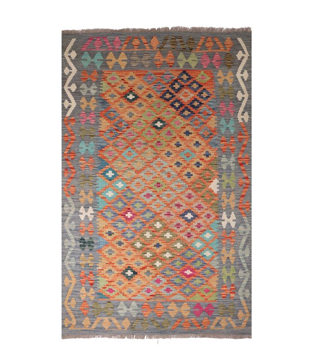 186x120 cm Handgeweven Traditionele Kelim Vloerkleed Wol Tapijt