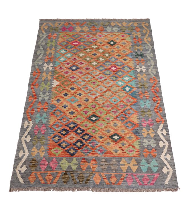 186x120 cm Handgewebter Traditioneller Kelim Teppich Woll