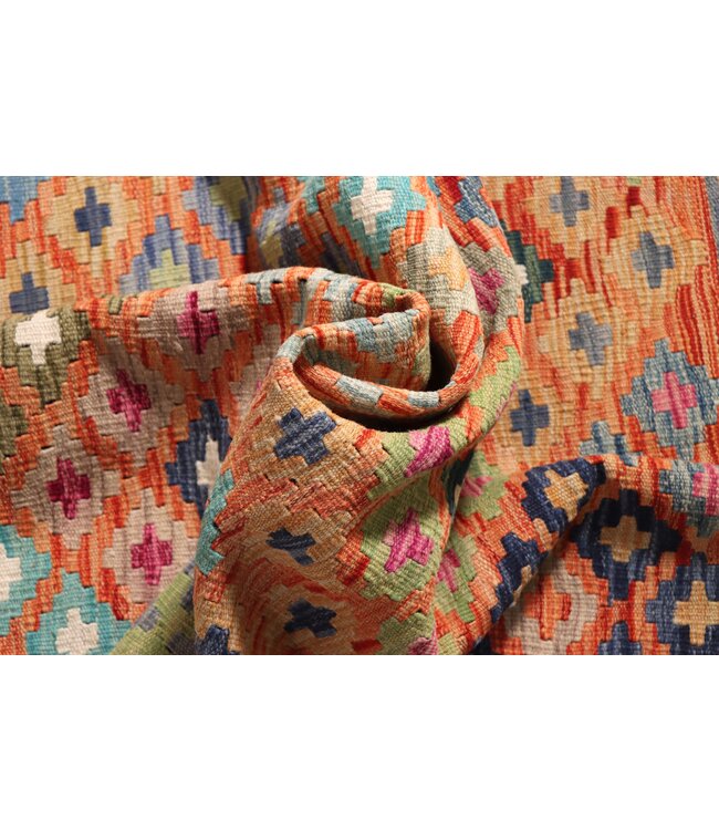 186x120 cm Handgeweven Traditionele Kelim Vloerkleed Wol Tapijt