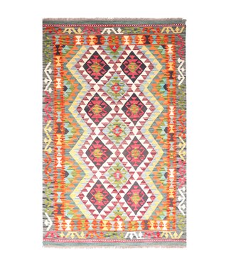 Kelimshop 192x122 cm Handgewebter Traditioneller Kelim Teppich Woll
