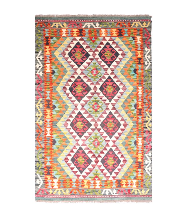 192x122 cm Handwoven Traditional Kelim Area Rug Wool Carpet