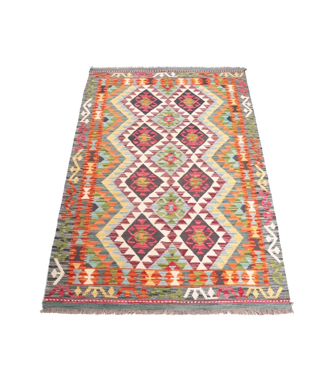 192x122 cm Handgewebter Traditioneller Kelim Teppich Woll