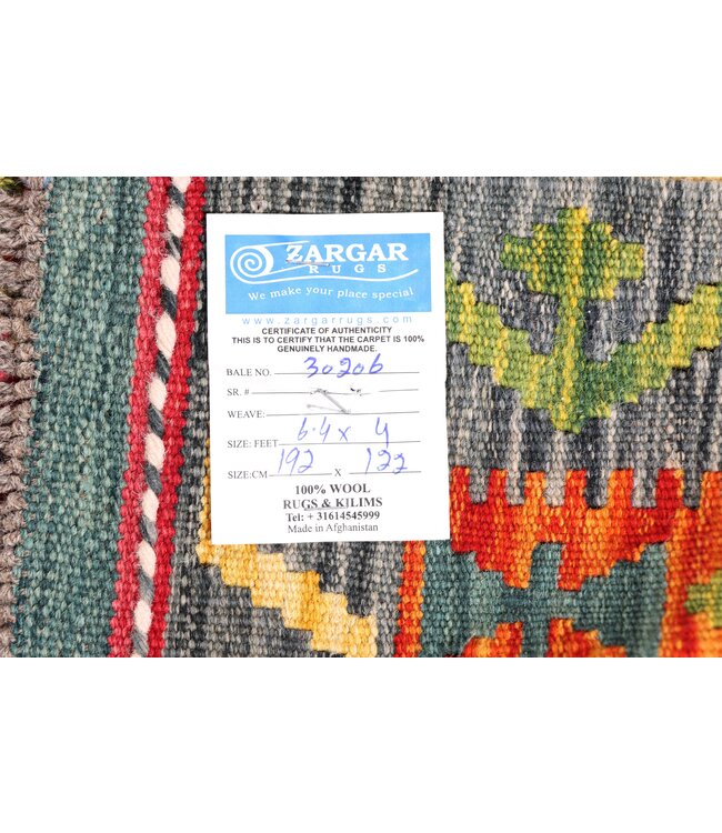 192x122 cm Handgewebter Traditioneller Kelim Teppich Woll