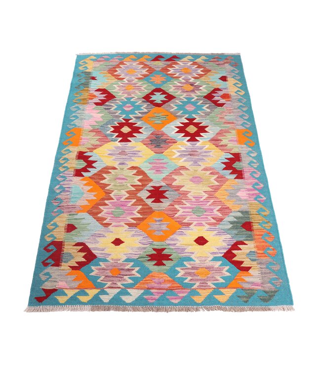 187x118 cm Handwoven Traditional Kelim Area Rug Wool Carpet