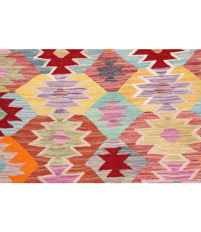 187x118 cm Handgeweven Traditionele Kelim Vloerkleed Wol Tapijt