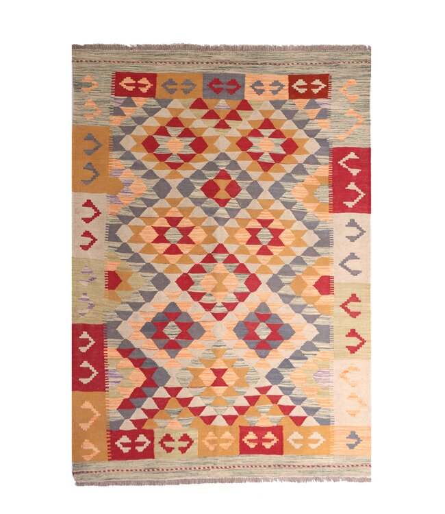 179x126 cm Handwoven Traditional Kelim Area Rug Wool Carpet