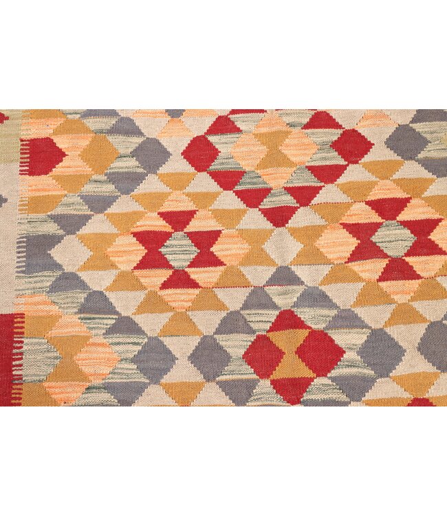 179x126 cm Handgeweven Traditionele Kelim Vloerkleed Wol Tapijt