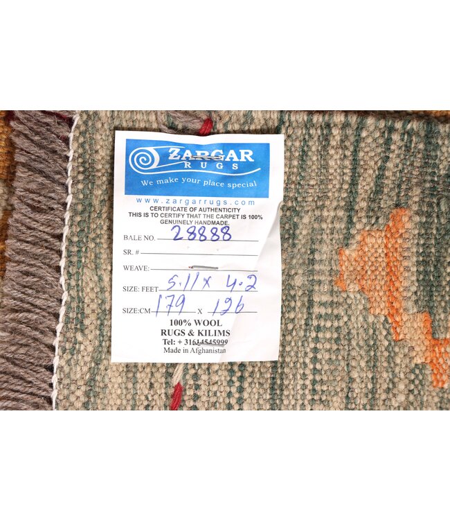 179x126 cm Handgewebter Traditioneller Kelim Teppich Woll